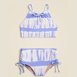 Girls' New J.Crew Purple Tie Dye Bow Two-Piece Swimsuit Size 4 Adjustable Sealed
